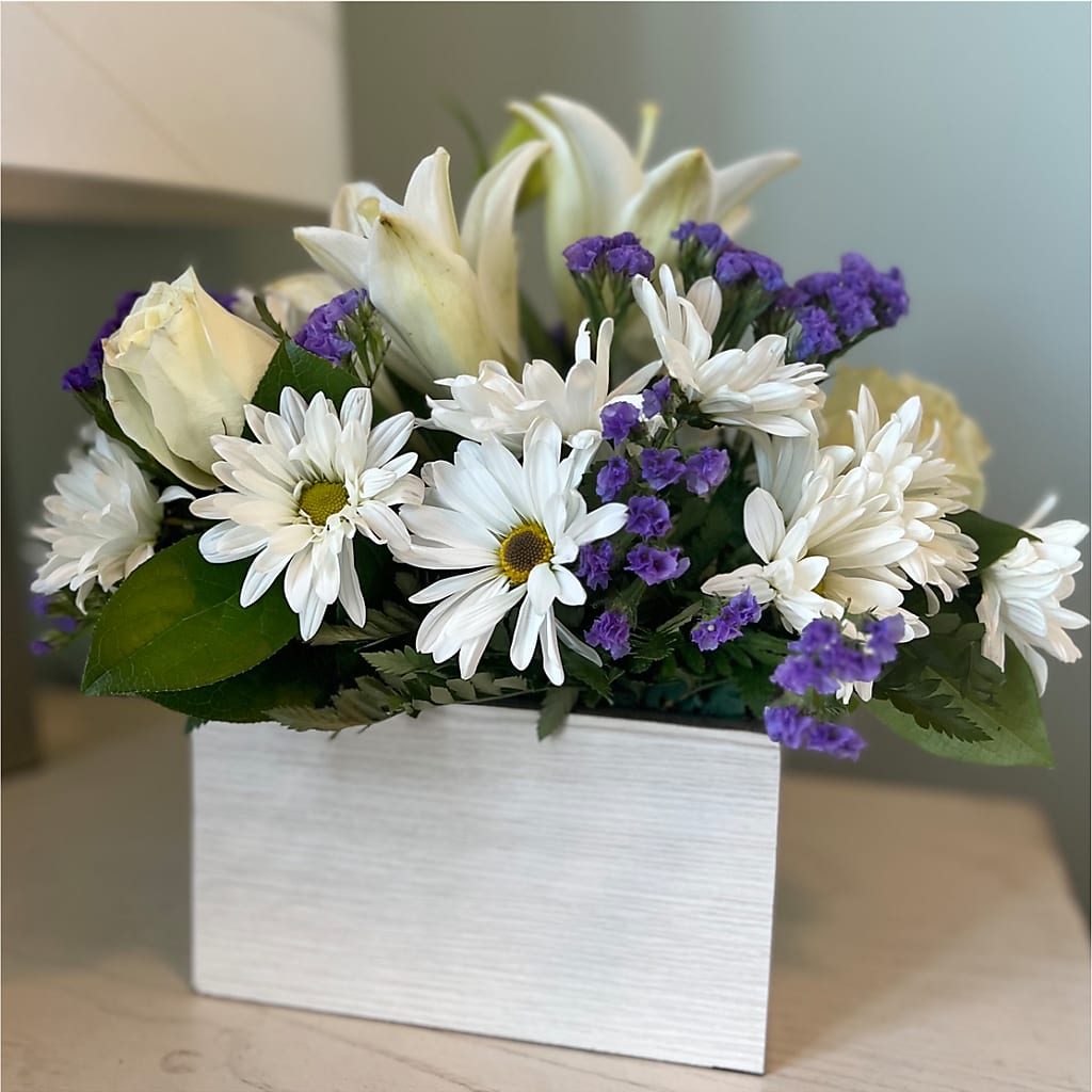 Beyond Blue Box Bouquet – LEMON TREE FLOWERS & THINGS, Columbiana OH