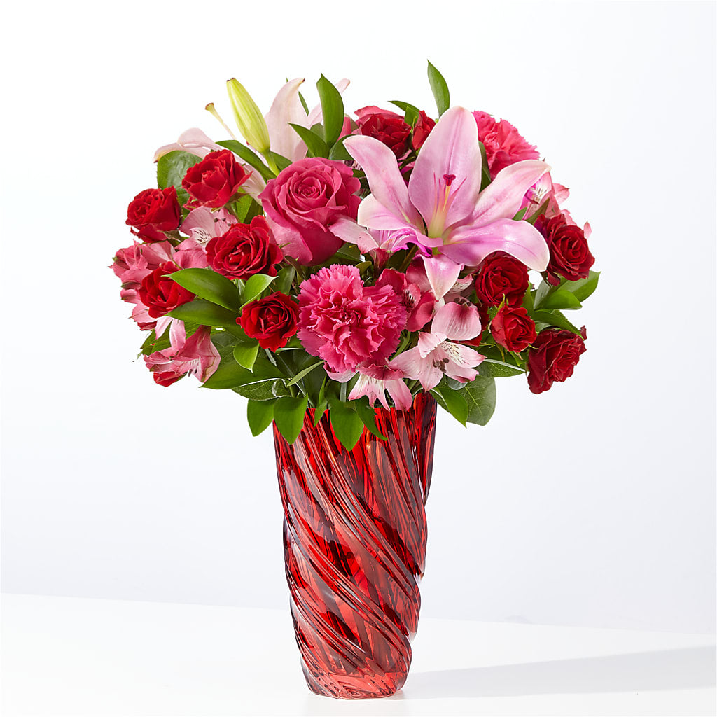 In Love Bouquet with Luxe Swirl Vase – LEMON TREE FLOWERS & THINGS, Columbiana OH