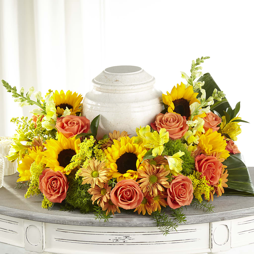 Faithful Sunflower Cremation Adornment – LEMON TREE FLOWERS & THINGS, Columbiana OH