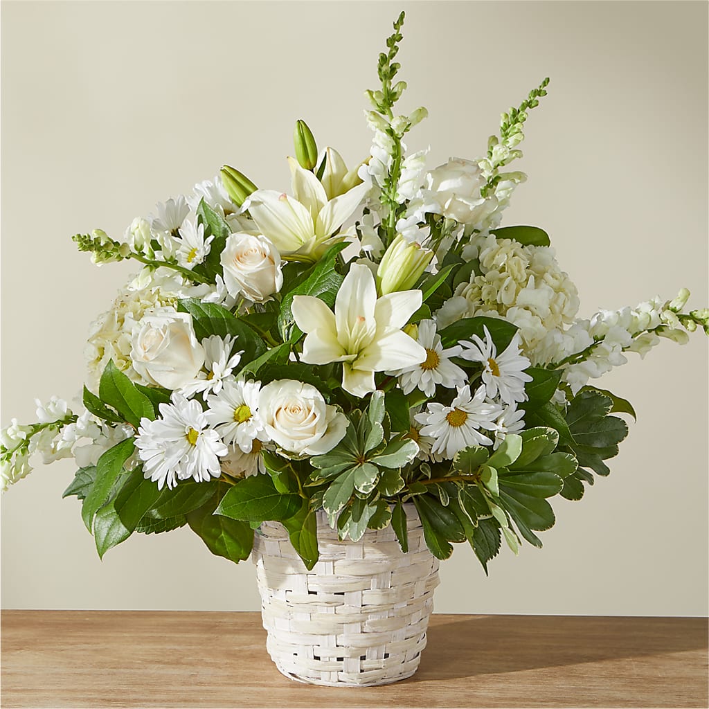 Ivory Elegance Floral Basket – LEMON TREE FLOWERS & THINGS, Columbiana OH