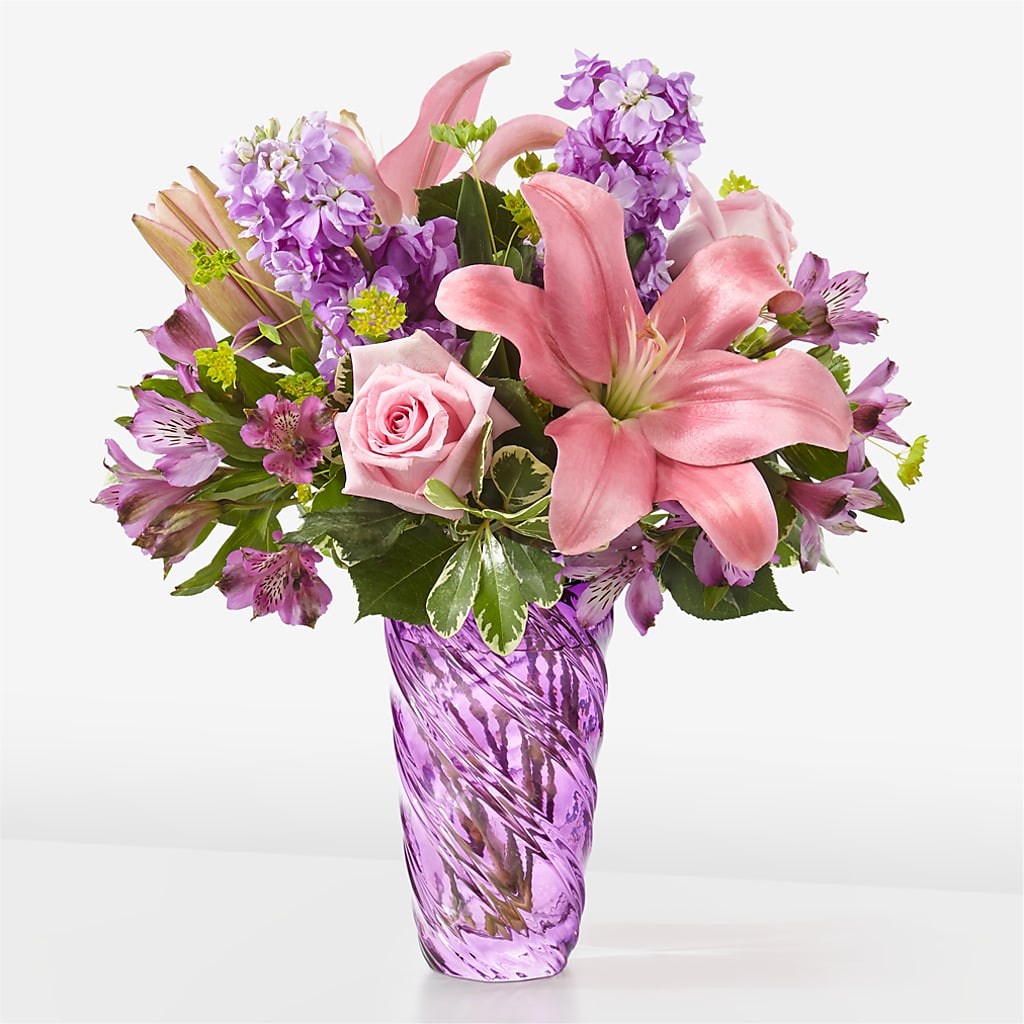Precious Petals Bouquet with Luxe Swirl Vase – LEMON TREE FLOWERS & THINGS, Columbiana OH