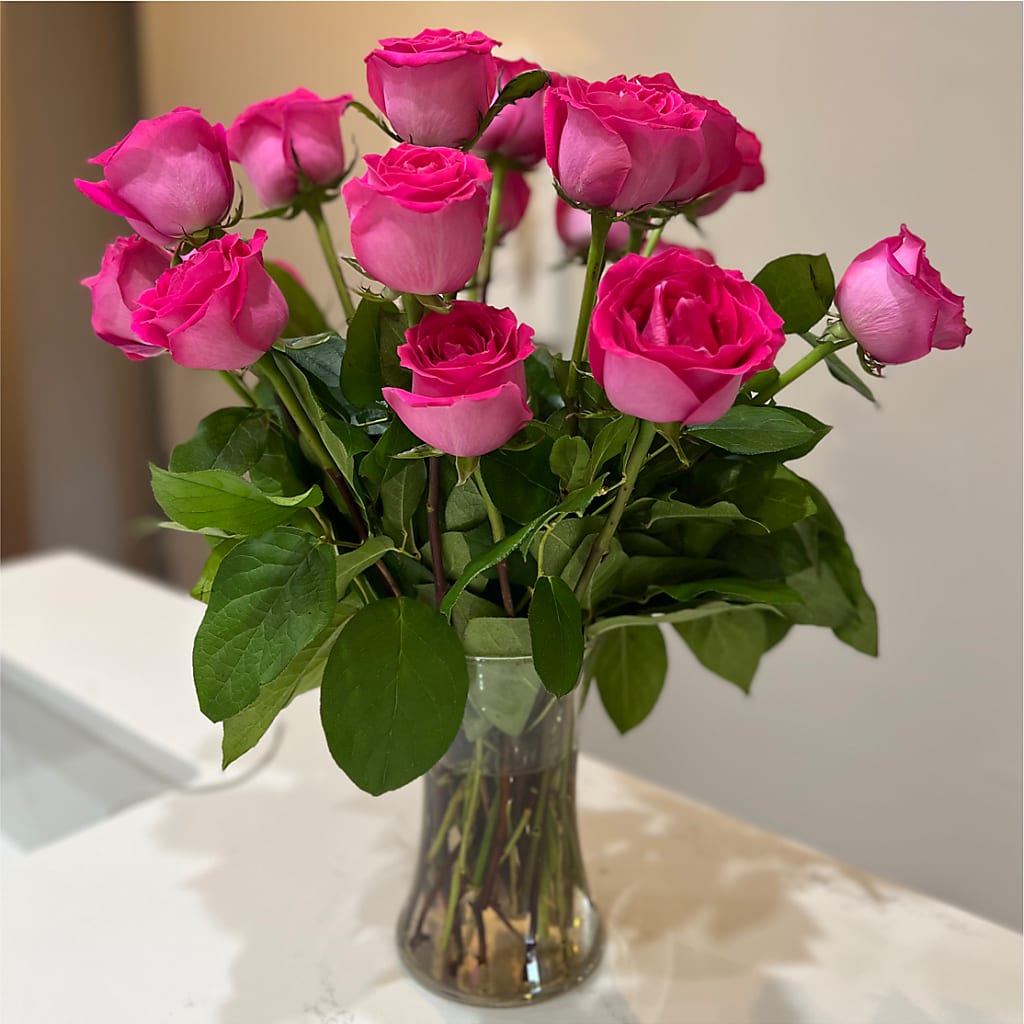 Long Stem Pink Rose Bouquet – LEMON TREE FLOWERS & THINGS, Columbiana OH