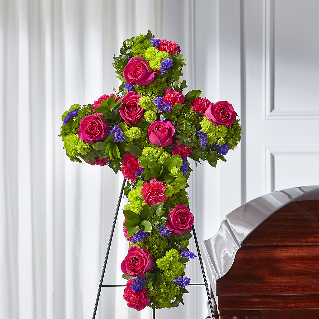 Tribute Rose Floral Cross – LEMON TREE FLOWERS & THINGS, Columbiana OH