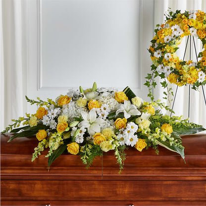 Golden Harmony Casket Spray – LEMON TREE FLOWERS & THINGS, Columbiana OH