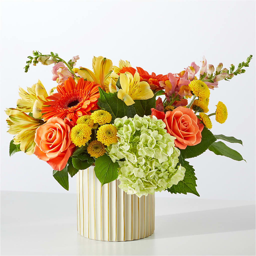 Autumn Sunshine Bouquet with Ivory Vase – LEMON TREE FLOWERS & THINGS, Columbiana OH