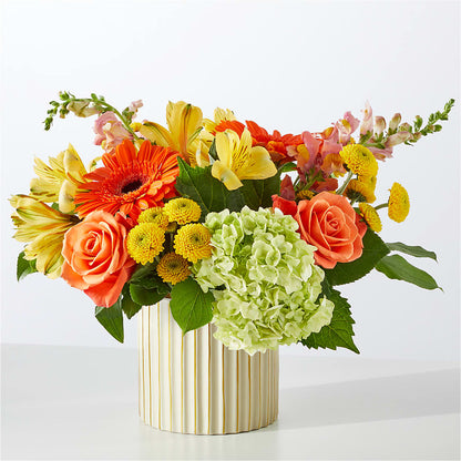 Autumn Sunshine Bouquet with Ivory Vase – LEMON TREE FLOWERS & THINGS, Columbiana OH