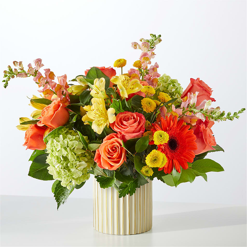 Autumn Sunshine Bouquet with Ivory Vase – LEMON TREE FLOWERS & THINGS, Columbiana OH