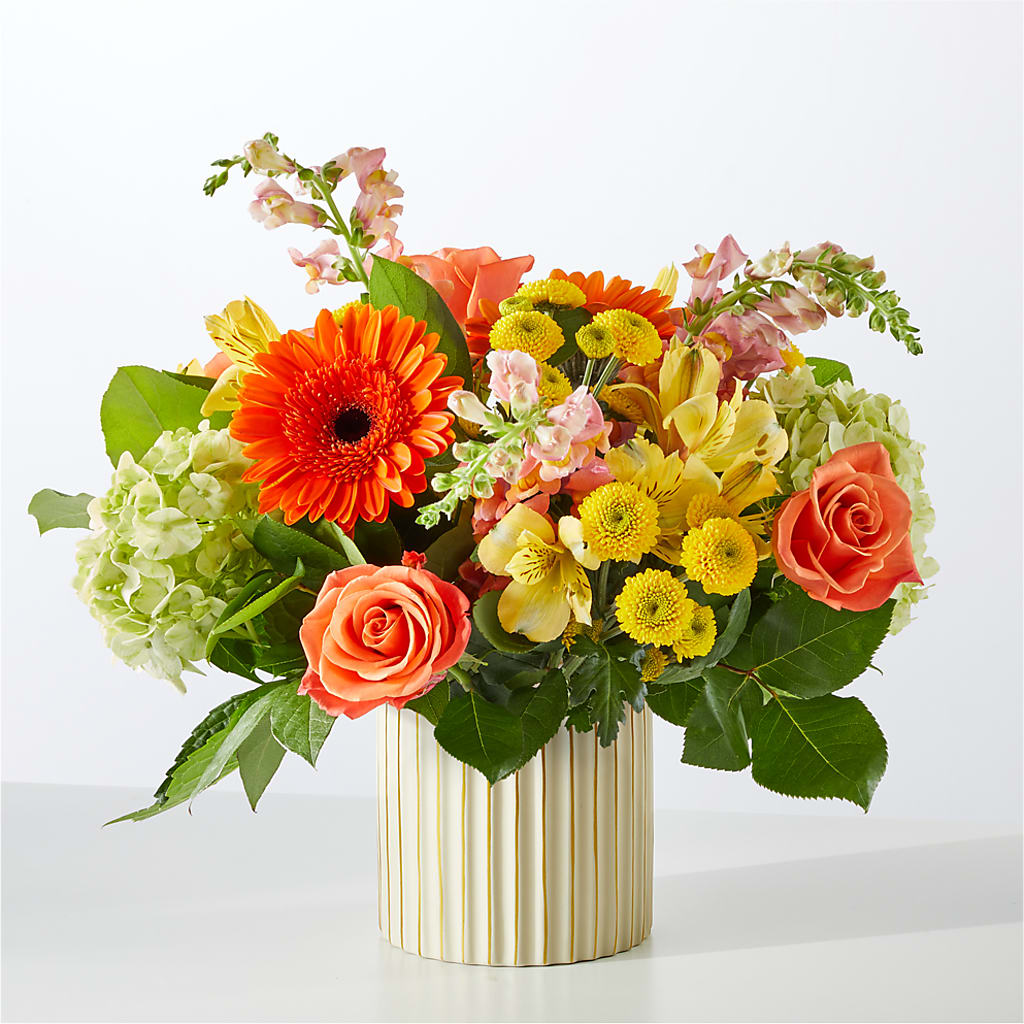 Autumn Sunshine Bouquet with Ivory Vase – LEMON TREE FLOWERS & THINGS, Columbiana OH