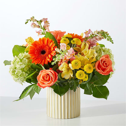 Autumn Sunshine Bouquet with Ivory Vase – LEMON TREE FLOWERS & THINGS, Columbiana OH