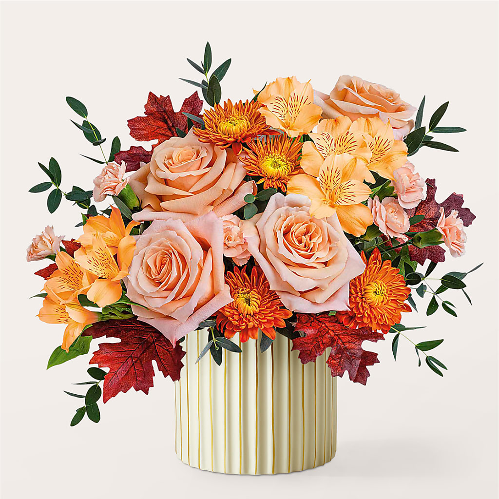 Spiced Latte Bouquet with Ivory Vase – LEMON TREE FLOWERS & THINGS, Columbiana OH