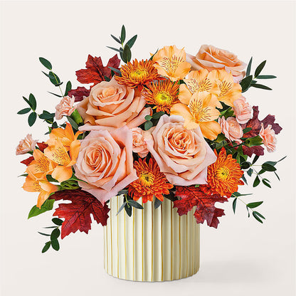 Spiced Latte Bouquet with Ivory Vase – LEMON TREE FLOWERS & THINGS, Columbiana OH