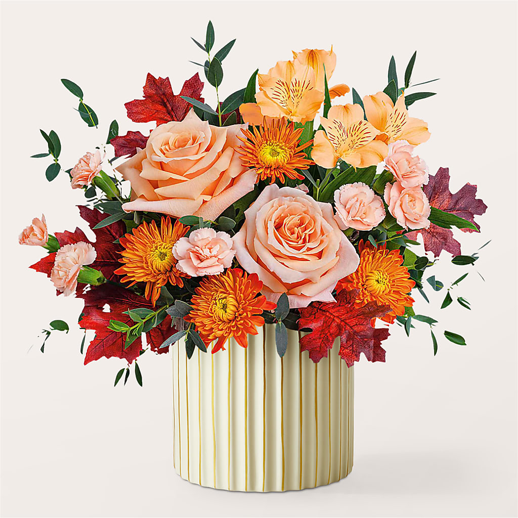 Spiced Latte Bouquet with Ivory Vase – LEMON TREE FLOWERS & THINGS, Columbiana OH