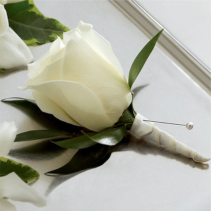 White Rose Boutonniere – LEMON TREE FLOWERS & THINGS, Columbiana OH